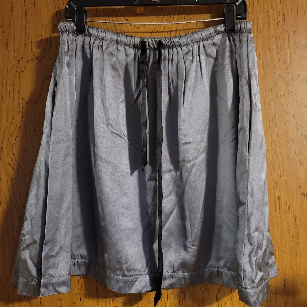 Anthropologie Fei Silver Silk Skirt | size S